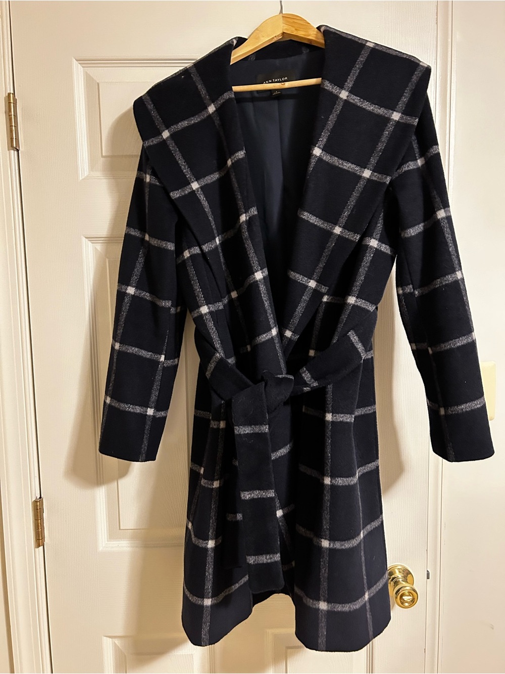 Windowpane Belted Coat
